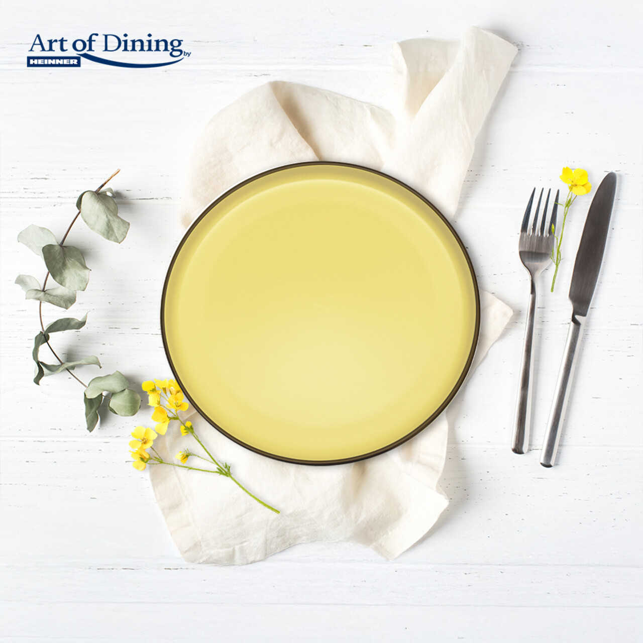 Set 6 farfurii intinse Medeea, Art of Dining by Heinner, 27 cm, ceramica, galben/negru - imagine 6